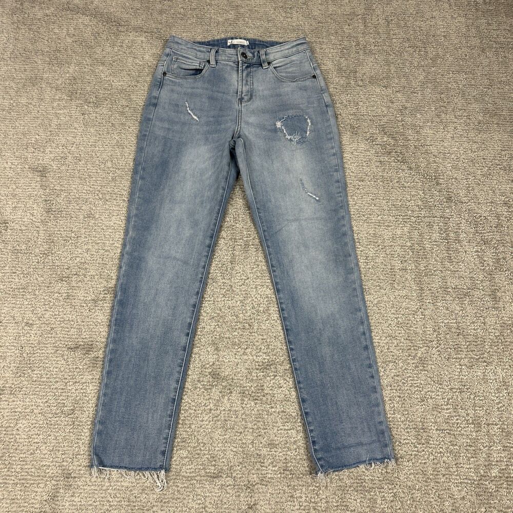 Carve Designs Carson Jeans Womens 4 Blue Stretch Denim Pockets Patches Raw Hem